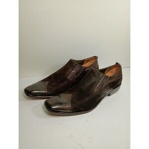 Soho Lab suede / leather loafer slip on mens brown wingtip sz 11